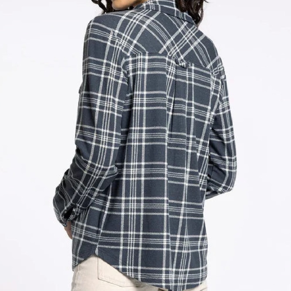 New w tags. Cassian plaid flannel Thread and Supply. Charcoal navy - Picture 3 of 3